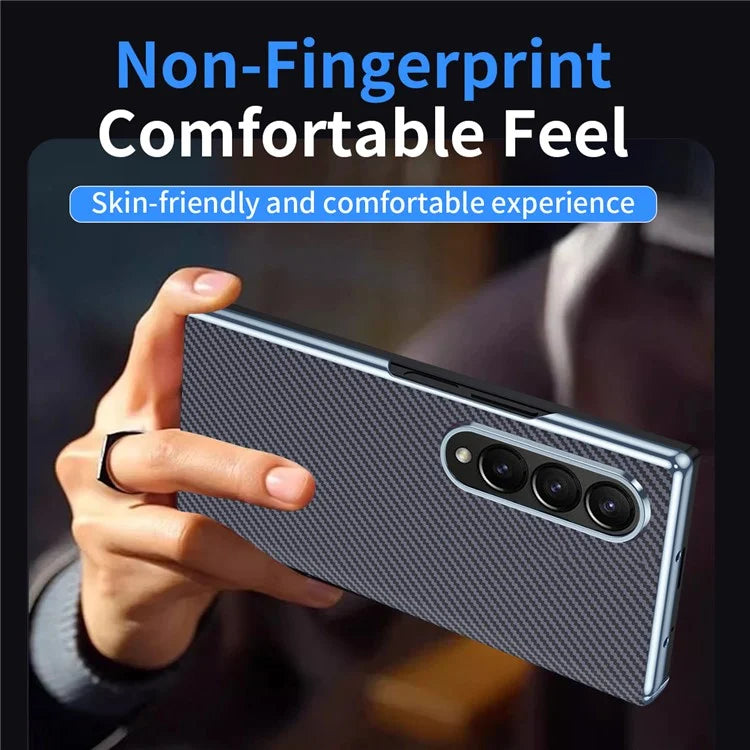 For Samsung Galaxy Z Fold4 5G Case Carbon Fiber Texture Leather Hard PC Phone Cover