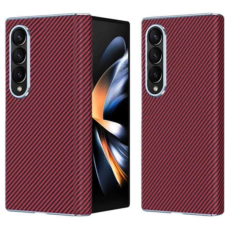 For Samsung Galaxy Z Fold4 5G Case Carbon Fiber Texture Leather Hard PC Phone Cover