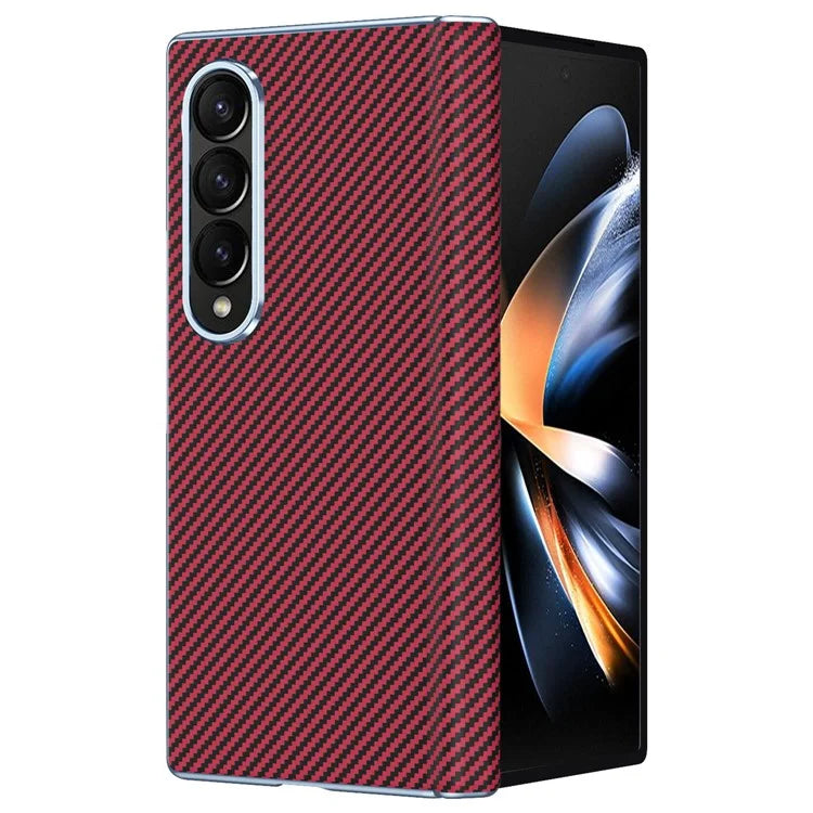 For Samsung Galaxy Z Fold4 5G Case Carbon Fiber Texture Leather Hard PC Phone Cover