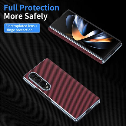 For Samsung Galaxy Z Fold4 5G Case Carbon Fiber Texture Leather Hard PC Phone Cover