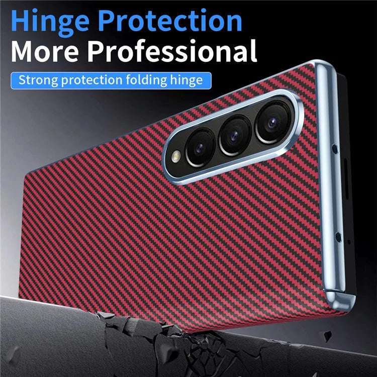 For Samsung Galaxy Z Fold4 5G Case Carbon Fiber Texture Leather Hard PC Phone Cover