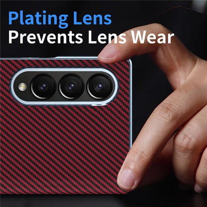 For Samsung Galaxy Z Fold4 5G Case Carbon Fiber Texture Leather Hard PC Phone Cover