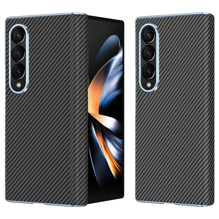 For Samsung Galaxy Z Fold4 5G Case Carbon Fiber Texture Leather Hard PC Phone Cover