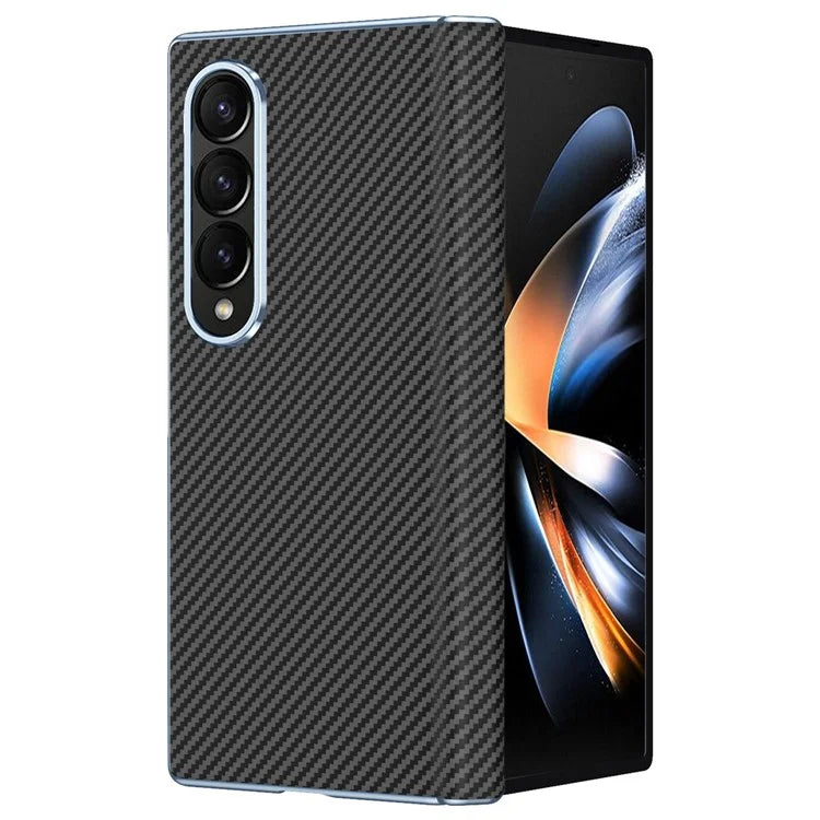 For Samsung Galaxy Z Fold4 5G Case Carbon Fiber Texture Leather Hard PC Phone Cover