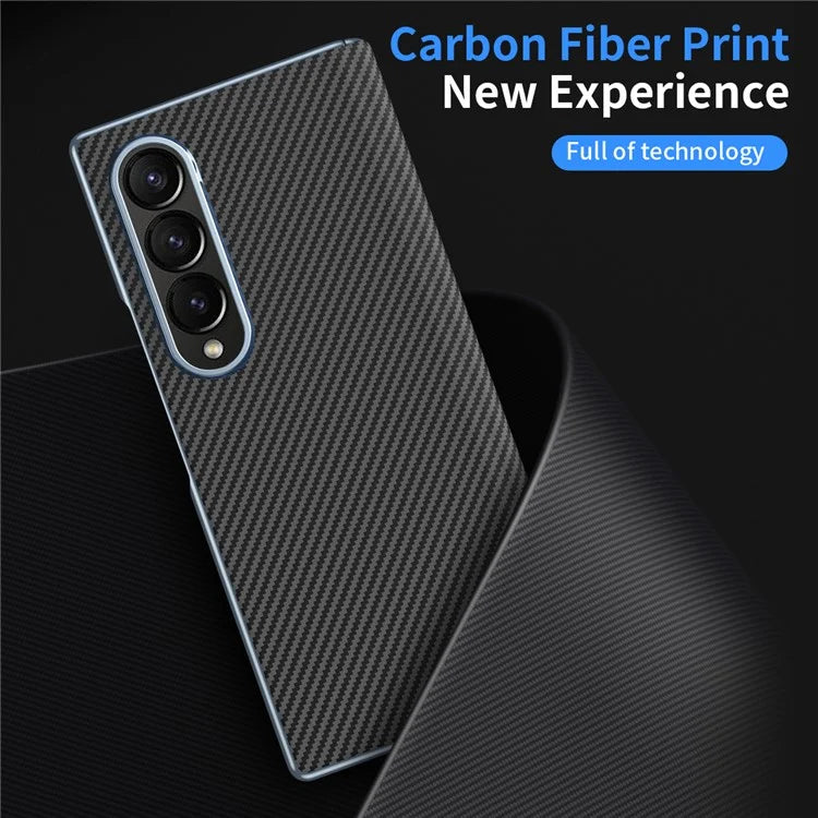 For Samsung Galaxy Z Fold4 5G Case Carbon Fiber Texture Leather Hard PC Phone Cover