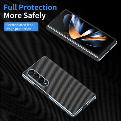For Samsung Galaxy Z Fold4 5G Case Carbon Fiber Texture Leather Hard PC Phone Cover