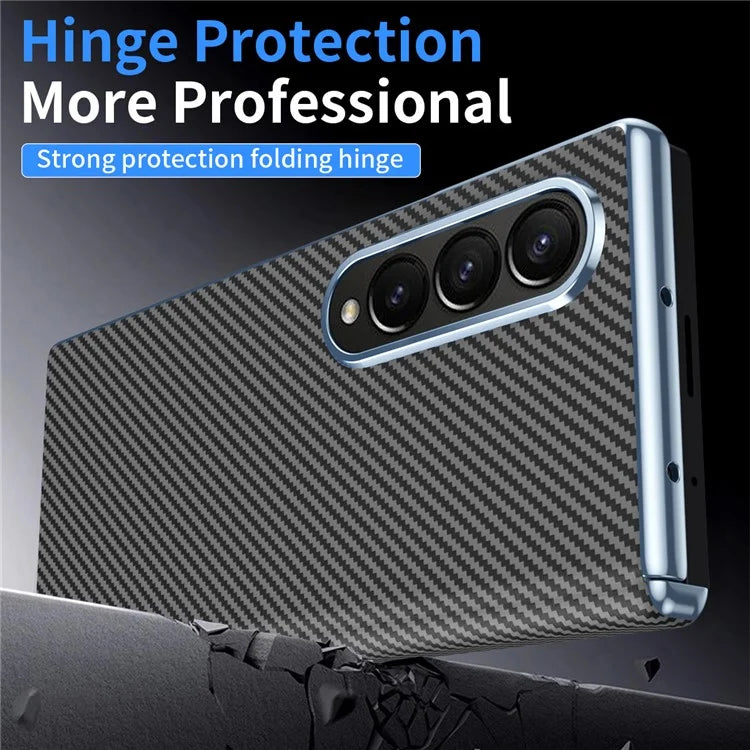 For Samsung Galaxy Z Fold4 5G Case Carbon Fiber Texture Leather Hard PC Phone Cover