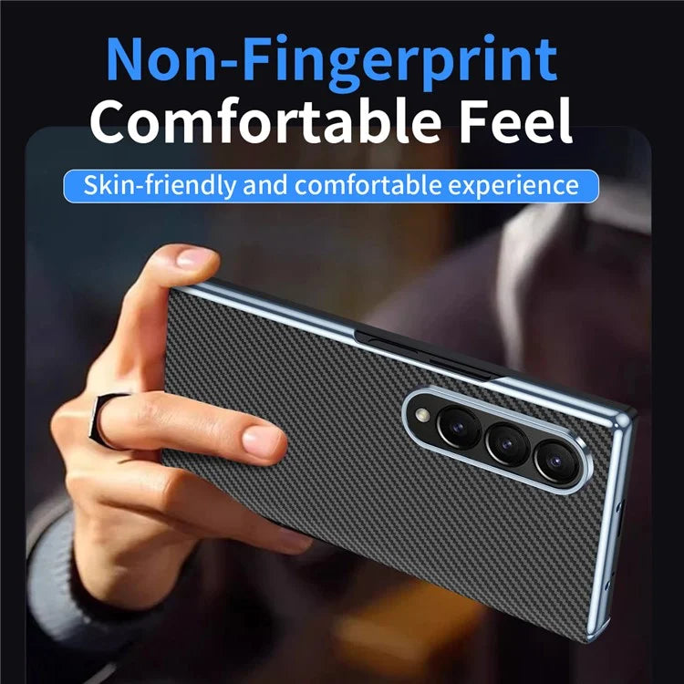 For Samsung Galaxy Z Fold4 5G Case Carbon Fiber Texture Leather Hard PC Phone Cover