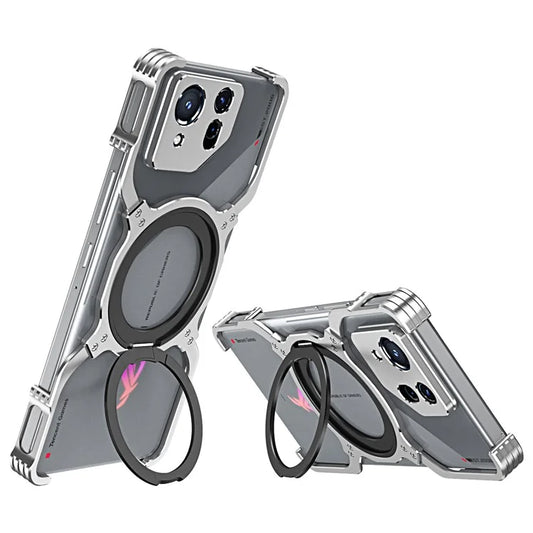 For Asus ROG Phone 8 5G / 8 Pro 5G Bumper Case Frameless Magnetic Kickstand Metal Phone Cover
