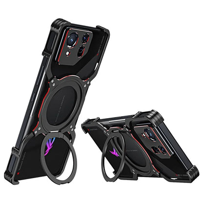 For Asus ROG Phone 8 5G / 8 Pro 5G Bumper Case Frameless Magnetic Kickstand Metal Phone Cover
