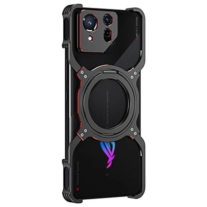 For Asus ROG Phone 8 5G / 8 Pro 5G Bumper Case Frameless Magnetic Kickstand Metal Phone Cover