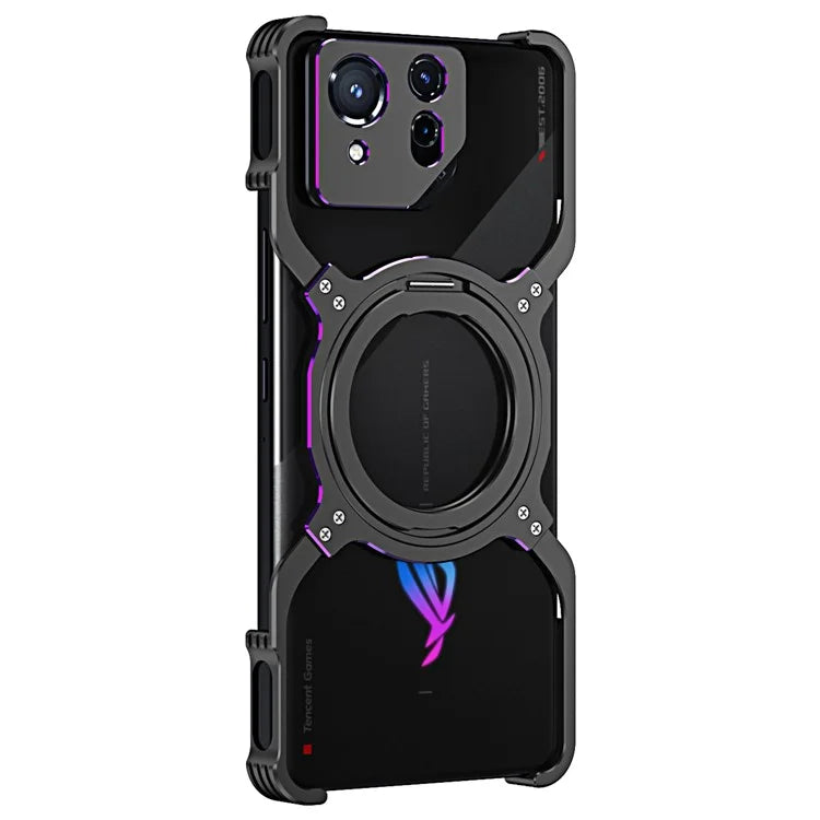 For Asus ROG Phone 8 5G / 8 Pro 5G Bumper Case Frameless Magnetic Kickstand Metal Phone Cover