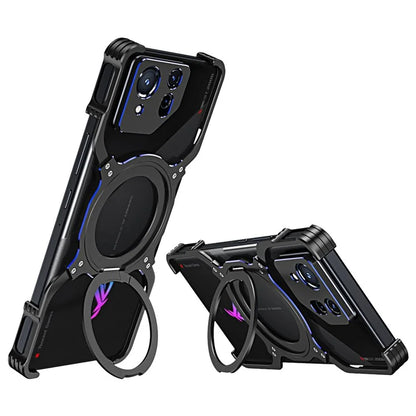 For Asus ROG Phone 8 5G / 8 Pro 5G Bumper Case Frameless Magnetic Kickstand Metal Phone Cover