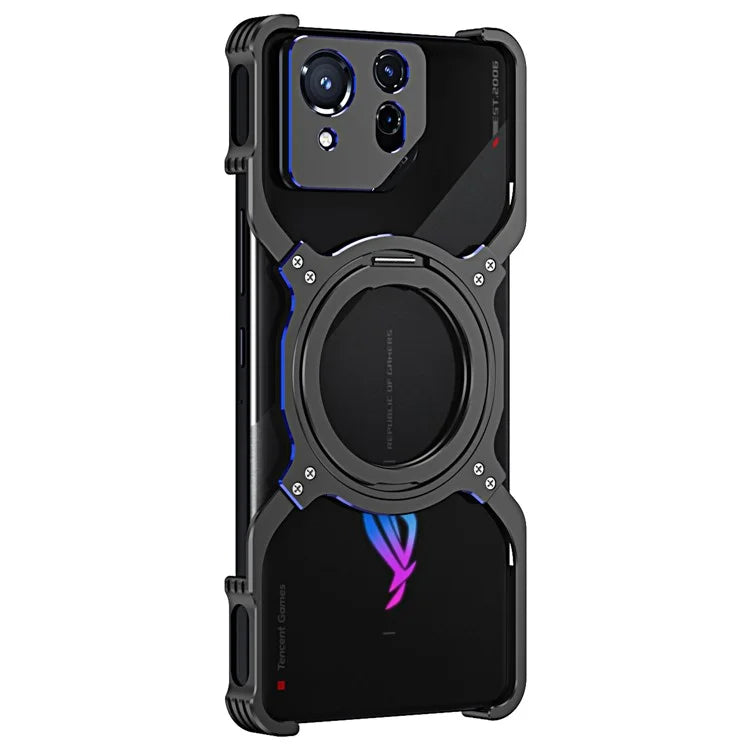 For Asus ROG Phone 8 5G / 8 Pro 5G Bumper Case Frameless Magnetic Kickstand Metal Phone Cover