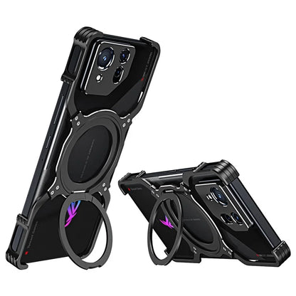 For Asus ROG Phone 8 5G / 8 Pro 5G Bumper Case Frameless Magnetic Kickstand Metal Phone Cover