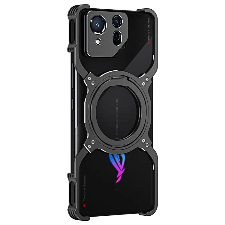 For Asus ROG Phone 8 5G / 8 Pro 5G Bumper Case Frameless Magnetic Kickstand Metal Phone Cover