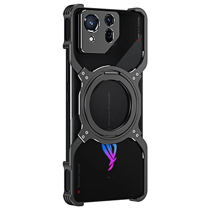 For Asus ROG Phone 8 5G / 8 Pro 5G Bumper Case Frameless Magnetic Kickstand Metal Phone Cover