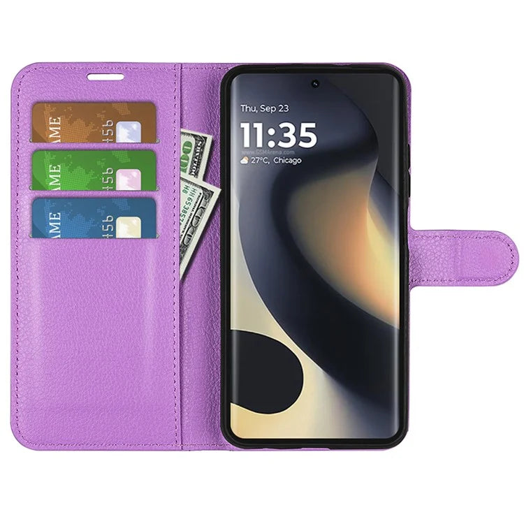 For Motorola Edge (2024) 5G Wallet Case Litchi Texture Leather Phone Cover