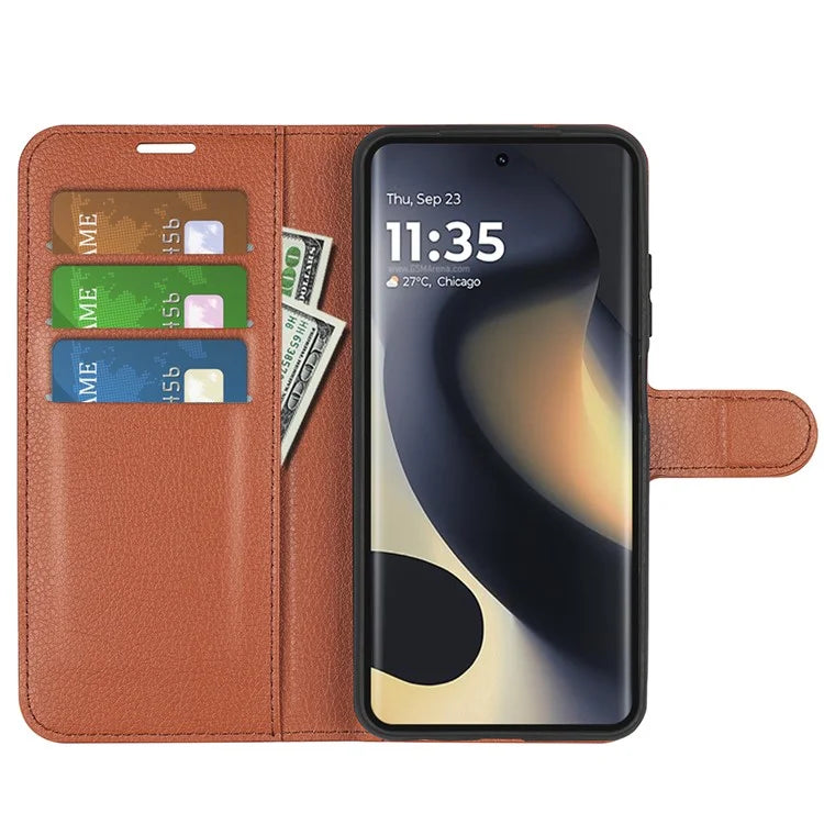 For Motorola Edge (2024) 5G Wallet Case Litchi Texture Leather Phone Cover