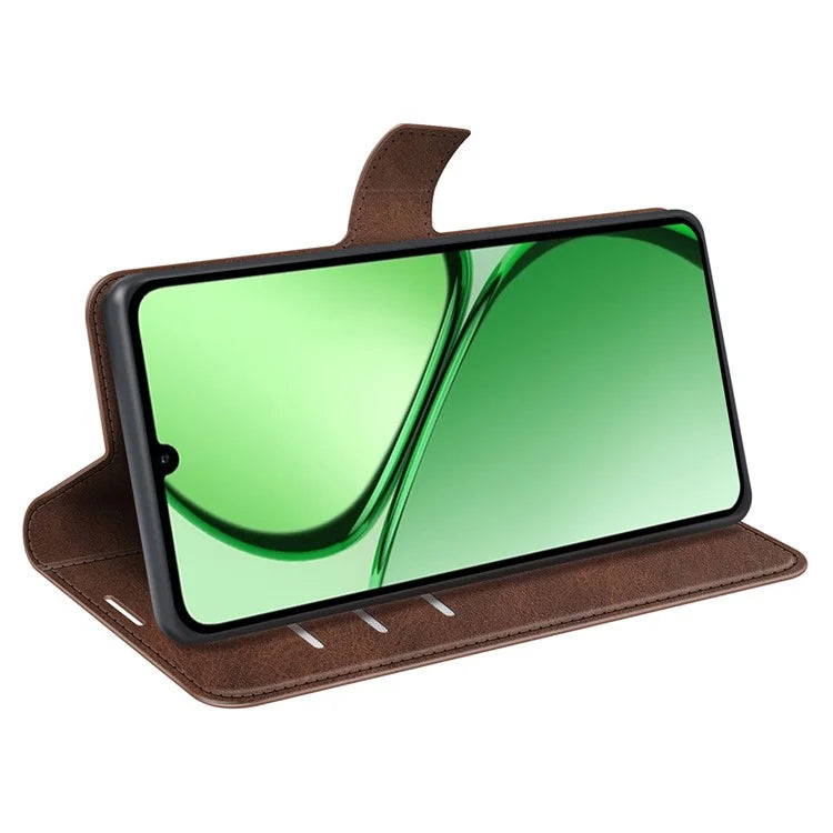 For Realme C63 4G Stand Case Calf Texture Scratch-Proof Leather Phone Cover