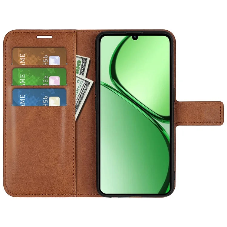 For Realme C63 4G Stand Case Calf Texture Scratch-Proof Leather Phone Cover