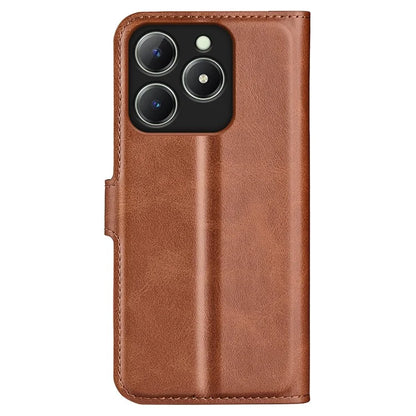 For Realme C63 4G Stand Case Calf Texture Scratch-Proof Leather Phone Cover