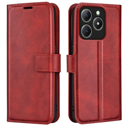 For Realme C63 4G Stand Case Calf Texture Scratch-Proof Leather Phone Cover