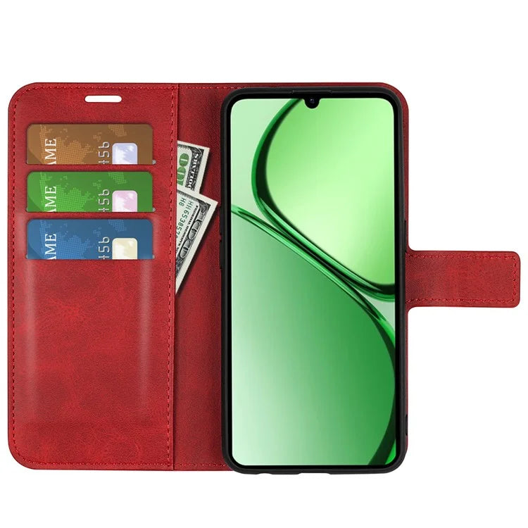 For Realme C63 4G Stand Case Calf Texture Scratch-Proof Leather Phone Cover
