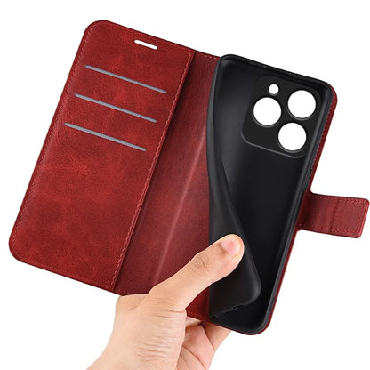 For Realme C63 4G Stand Case Calf Texture Scratch-Proof Leather Phone Cover