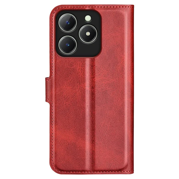 For Realme C63 4G Stand Case Calf Texture Scratch-Proof Leather Phone Cover