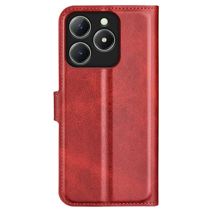 For Realme C63 4G Stand Case Calf Texture Scratch-Proof Leather Phone Cover