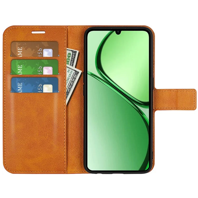For Realme C63 4G Stand Case Calf Texture Scratch-Proof Leather Phone Cover