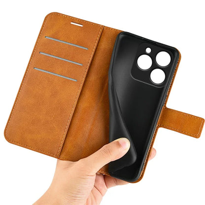 For Realme C63 4G Stand Case Calf Texture Scratch-Proof Leather Phone Cover