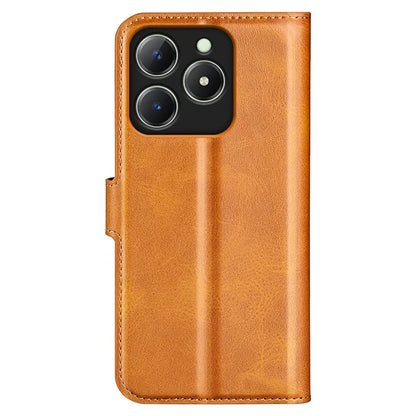 For Realme C63 4G Stand Case Calf Texture Scratch-Proof Leather Phone Cover