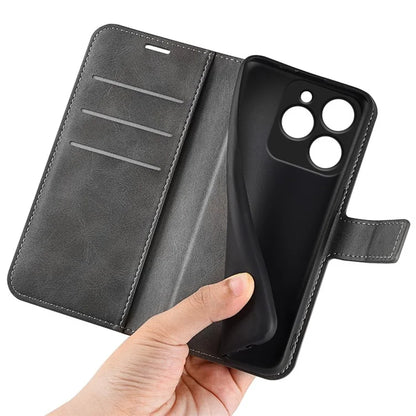 For Realme C63 4G Stand Case Calf Texture Scratch-Proof Leather Phone Cover