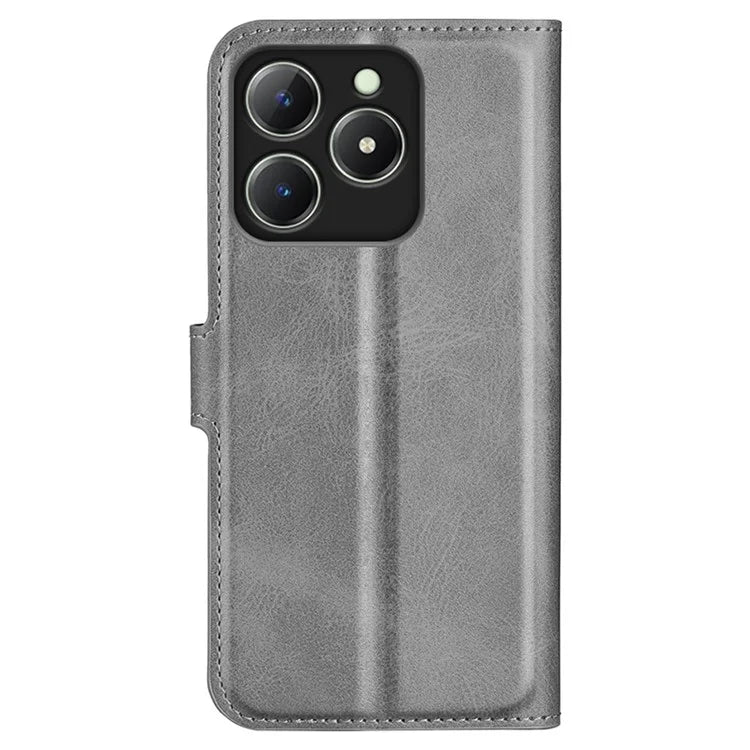 For Realme C63 4G Stand Case Calf Texture Scratch-Proof Leather Phone Cover