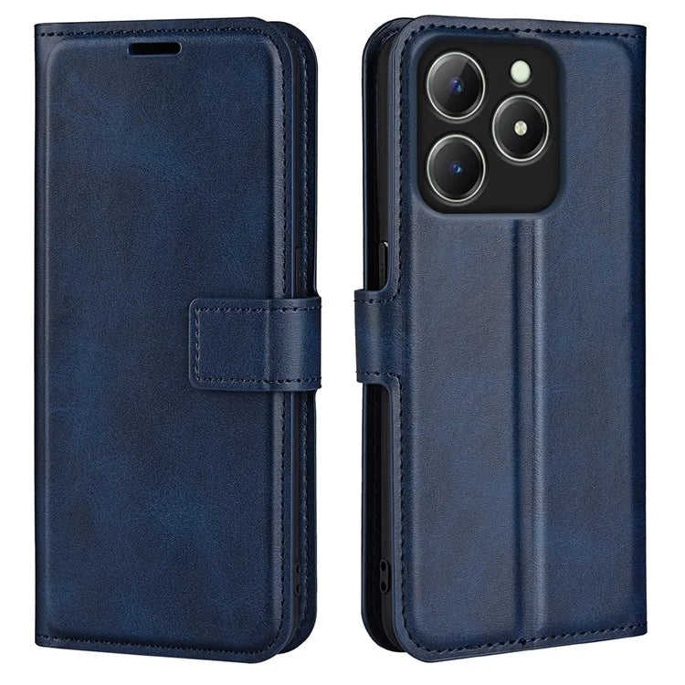 For Realme C63 4G Stand Case Calf Texture Scratch-Proof Leather Phone Cover