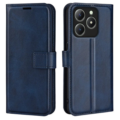 For Realme C63 4G Stand Case Calf Texture Scratch-Proof Leather Phone Cover
