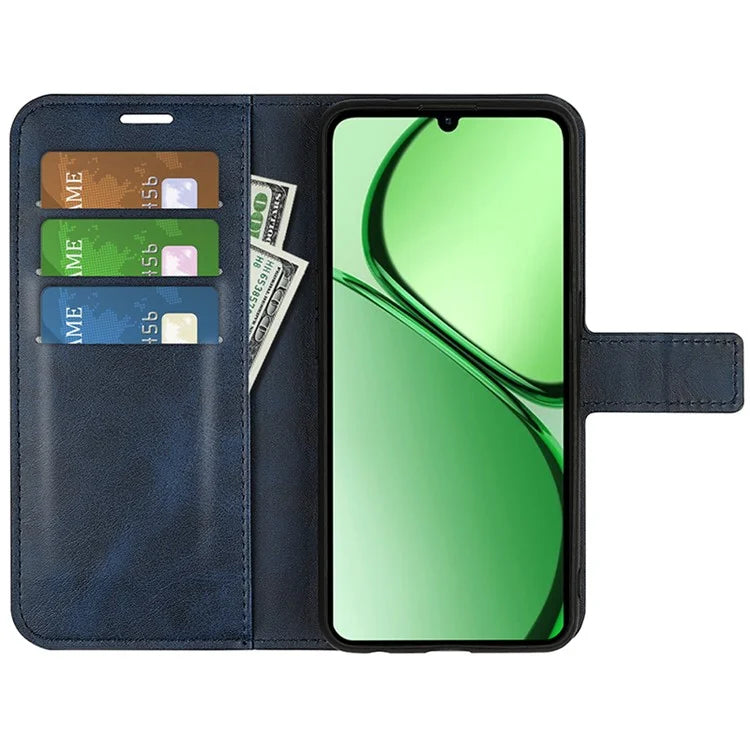 For Realme C63 4G Stand Case Calf Texture Scratch-Proof Leather Phone Cover