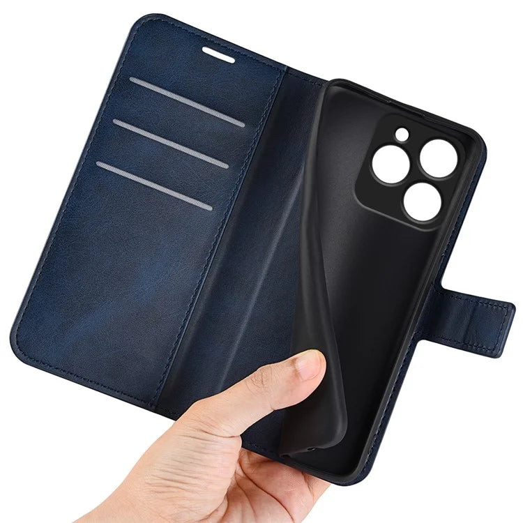 For Realme C63 4G Stand Case Calf Texture Scratch-Proof Leather Phone Cover