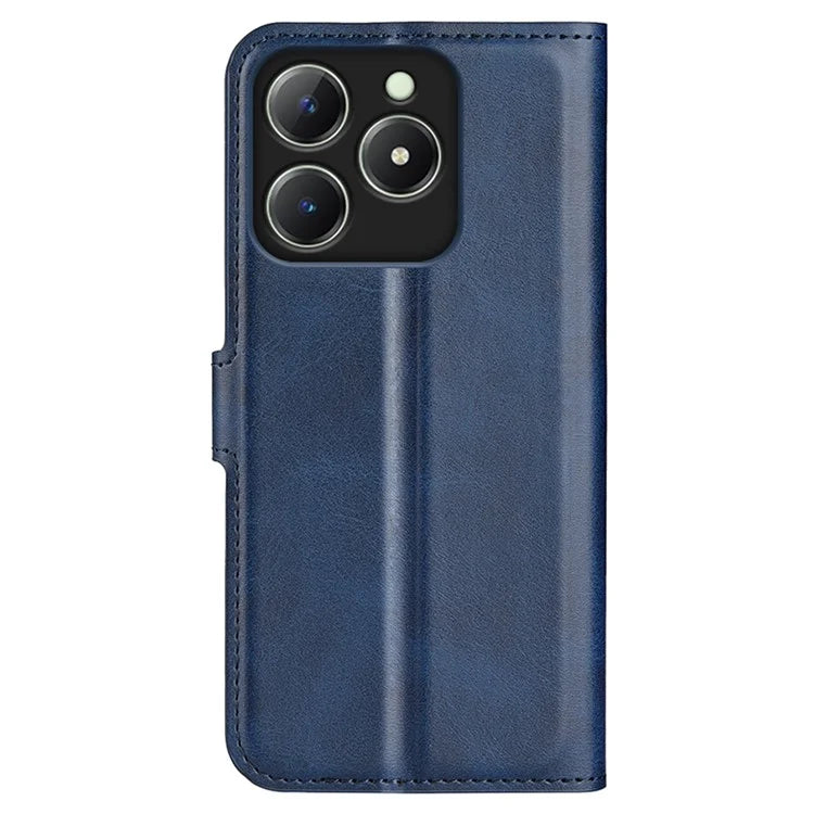 For Realme C63 4G Stand Case Calf Texture Scratch-Proof Leather Phone Cover