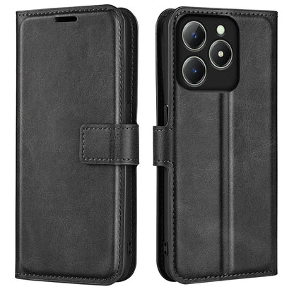 For Realme C63 4G Stand Case Calf Texture Scratch-Proof Leather Phone Cover