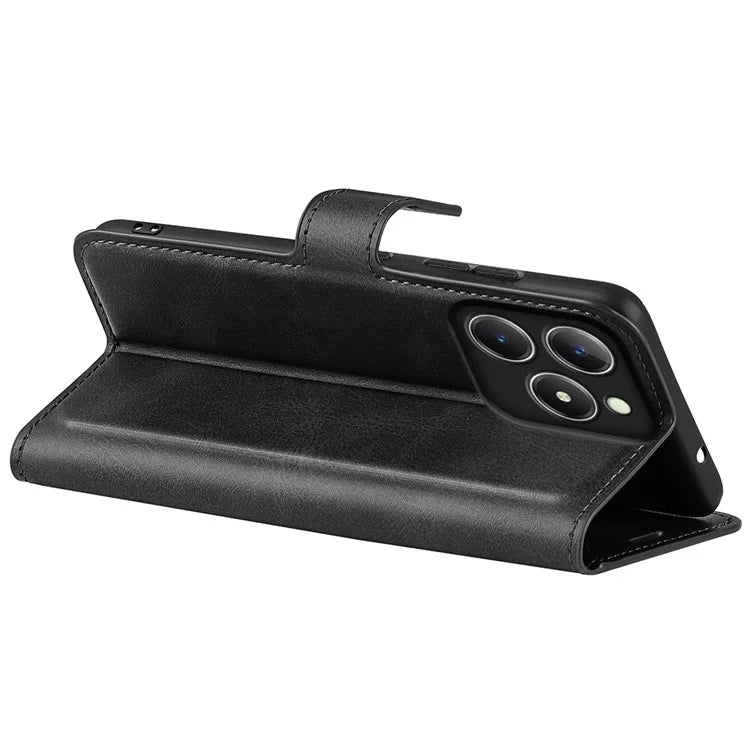For Realme C63 4G Stand Case Calf Texture Scratch-Proof Leather Phone Cover