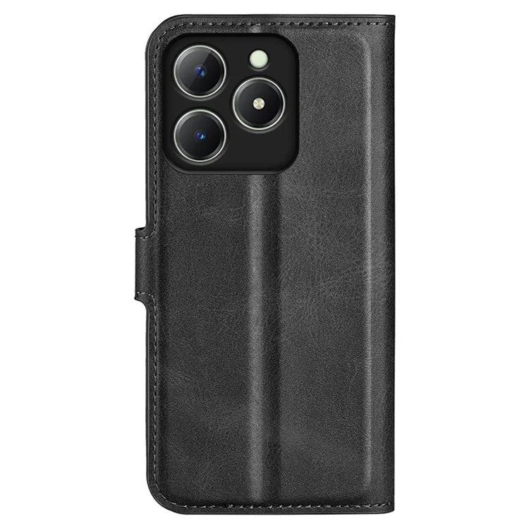 For Realme C63 4G Stand Case Calf Texture Scratch-Proof Leather Phone Cover