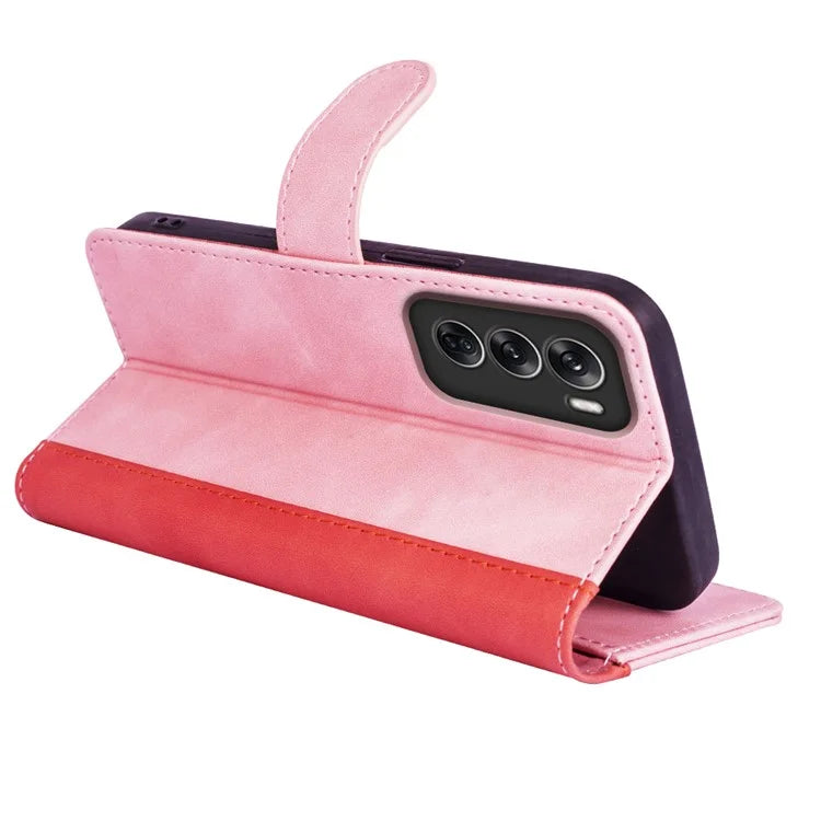 For Oppo Reno12 Pro 5G (Global) Wallet Phone Case Splicing Color Leather Flip Cover