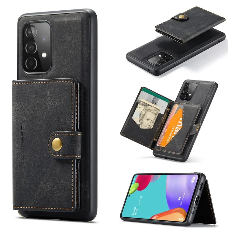JEEHOOD J01 For Samsung Galaxy A33 5G Case Magnetic Detachabl Leather Back Cover Card Holder Pocket