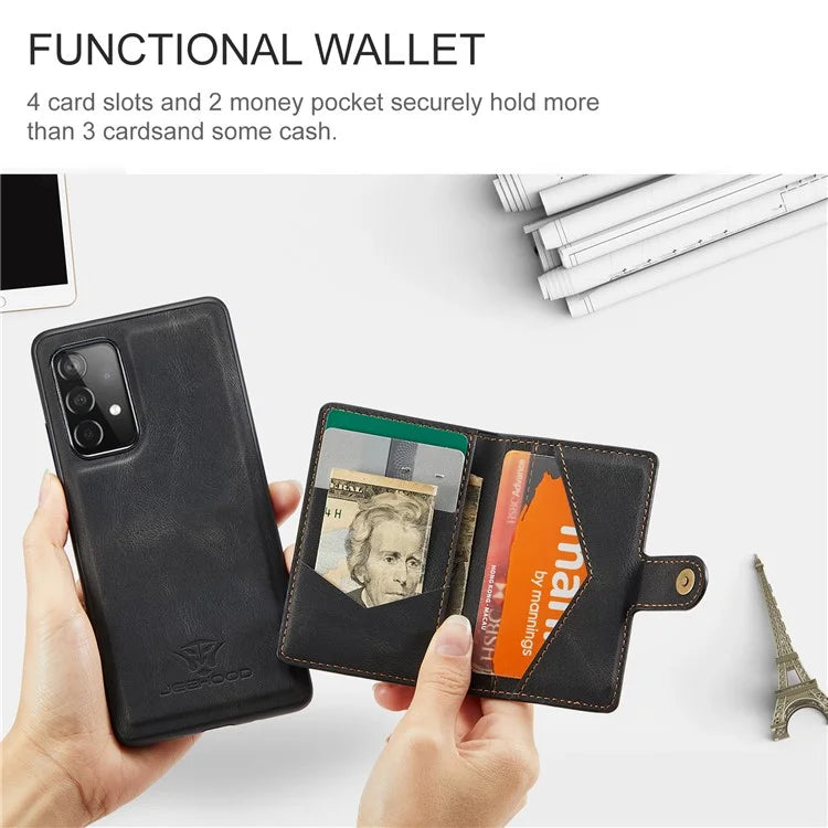 JEEHOOD J01 For Samsung Galaxy A33 5G Case Magnetic Detachabl Leather Back Cover Card Holder Pocket