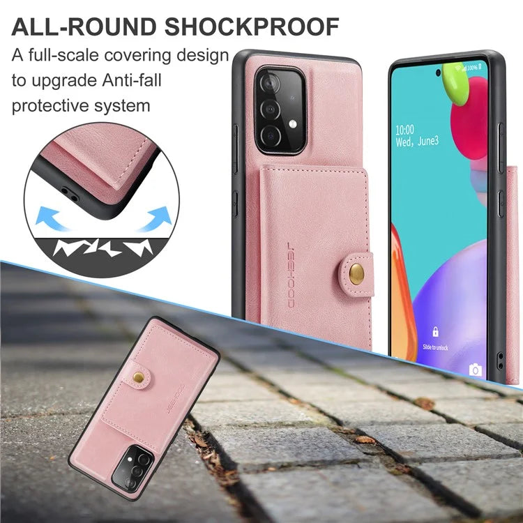 JEEHOOD J01 For Samsung Galaxy A33 5G Case Magnetic Detachabl Leather Back Cover Card Holder Pocket