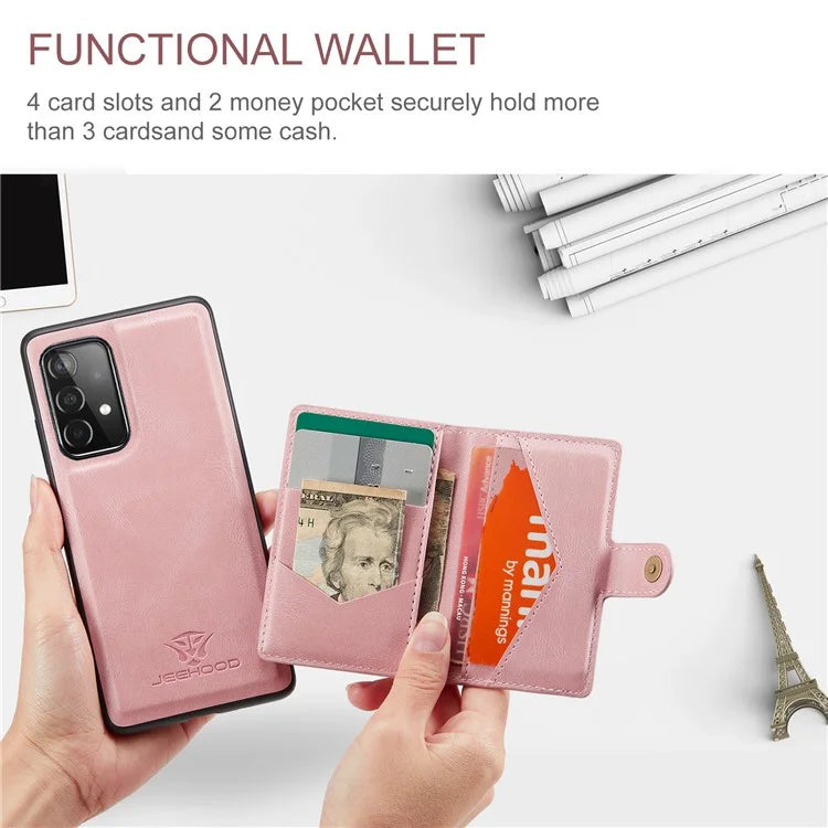 JEEHOOD J01 For Samsung Galaxy A33 5G Case Magnetic Detachabl Leather Back Cover Card Holder Pocket