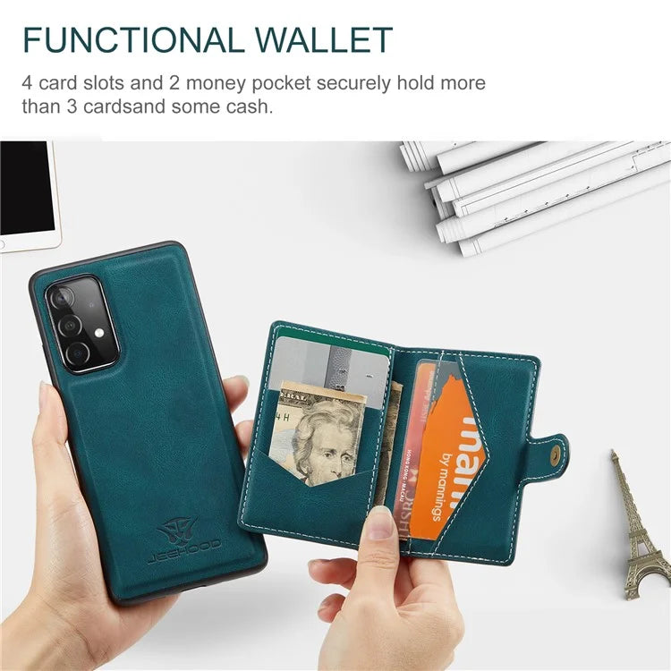 JEEHOOD J01 For Samsung Galaxy A33 5G Case Magnetic Detachabl Leather Back Cover Card Holder Pocket